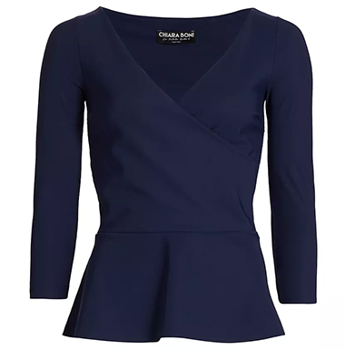 Chiara Boni La Petite Robe Poppy V-Neck Peplum Top | 40plusstyle.com