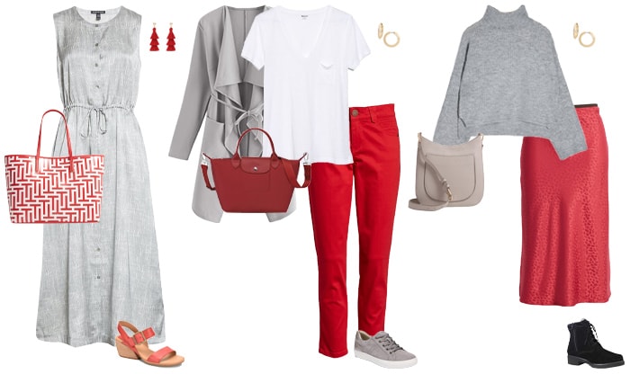 How to wear red and gray | 40plusstyle.com