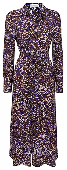 Reiss Tabitha Belted Animal-Print Twist-Front Shirtdress | 40plusstyle.com