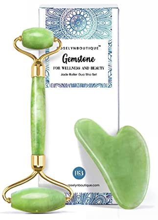 ROSELYNBOUTIQUE Jade Roller Gua Sha Facial Tools Set | 40plusstyle.com