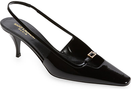 Saint Laurent Blade Square Toe Slingback Sandal | 40plusstyle.com