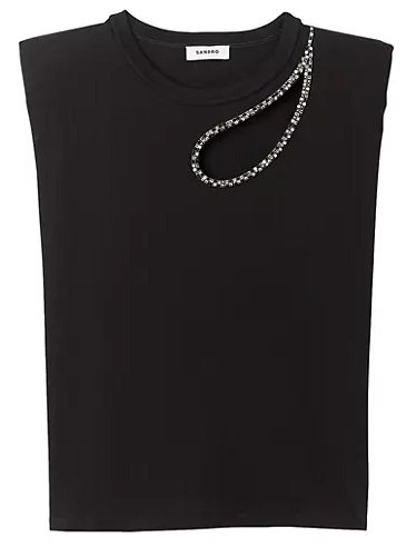 Sandro Rhinestone Teardrop T-Shirt | 40plusstyle.com