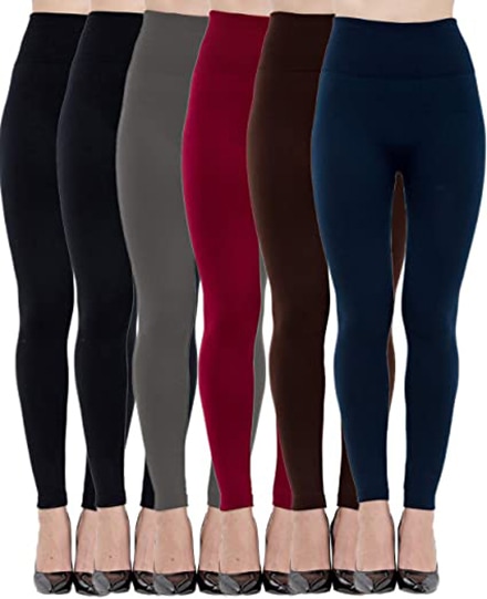 Diravo fleece lined tummy control leggings  (6-pack) | 40plusstyle.com