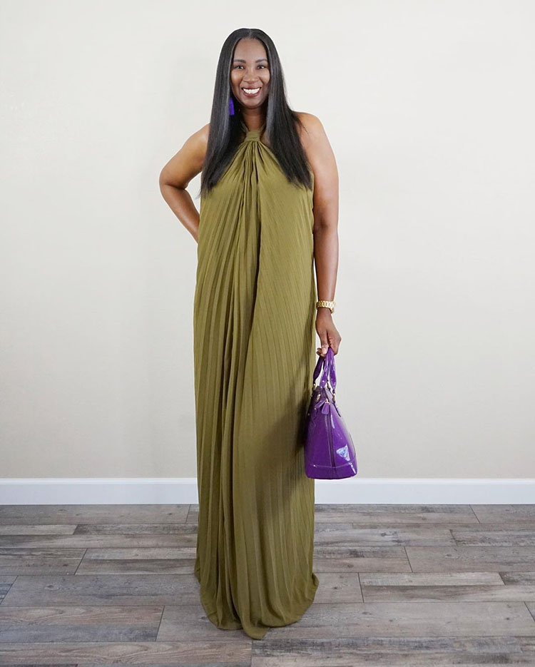 Tanasha wears a halterneck dress | 40plusstyle.com