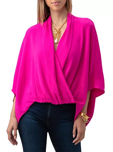 Trina Turk Concourse Satin-Back Crepe Top | 40plusstyle.com