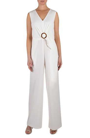 Julia Jordan Sleeveless Wide Leg Crepe Jumpsuit | 40plusstye.com