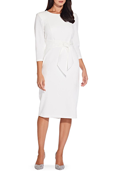 Adrianna Papell Tie Waist Crepe Sheath | 40plusstyle.com