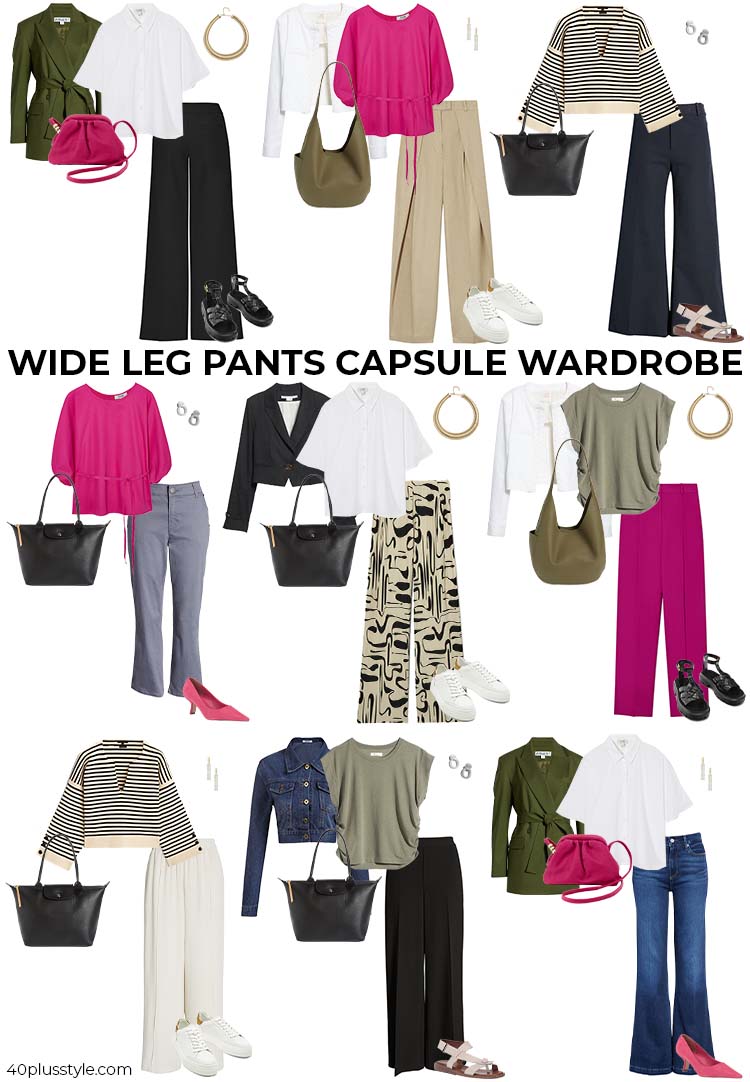 Wide leg pants capsule wardrobe | 40plusstyle.com