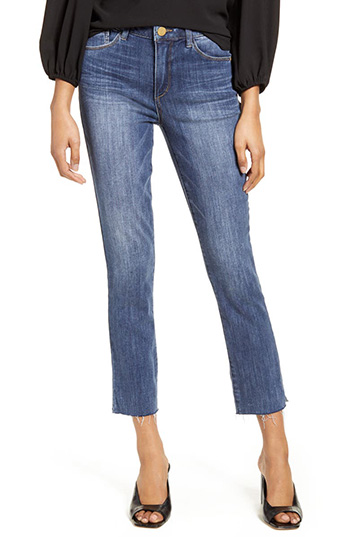 Wit & Wisdom 'Ab'Solution High Waist Raw Hem Skinny Crop Jeans | 40plusstyle.com