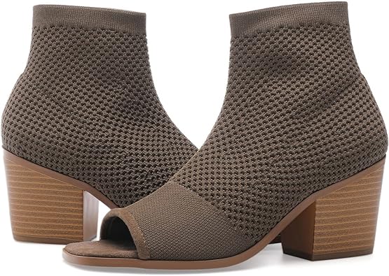 ZAYNSIA Peep Toe Knit Boots | 40plusstyle.com