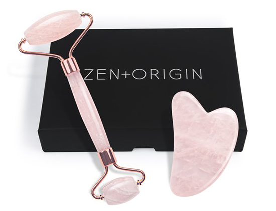 Zen + Origin Rose Quartz Roller and Gua Sha Set | 40plusstyle.com